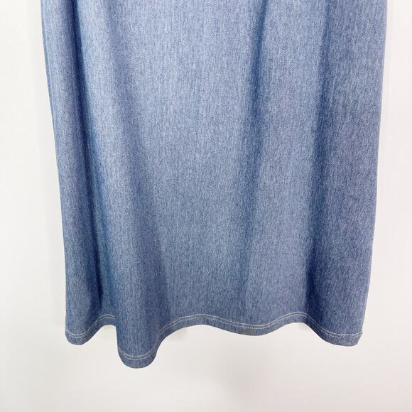 J Mclaughlin Small Blue Maria Stretch Knit Denim Rope Halter Shift Dress Cotton - Picture 4 of 11